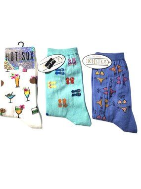 Set of 3 pairs of Socks Womens summer Novelty vacation whimsical goldtoe hot sox